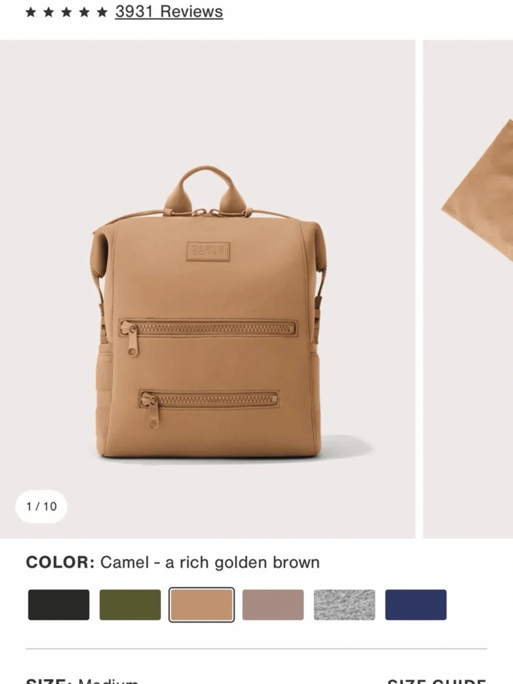Dagne Dover Compact Backpack in Camel Tan